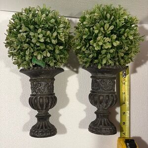 2 Raz Imports NWT Faux Topiaries in Grey washed  Resin Urns